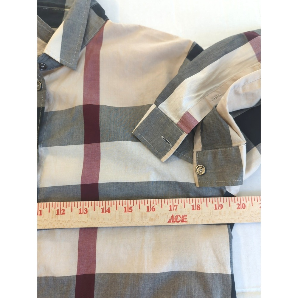 Burberry Brit Women Nova Check Button Up Shirt L Tan Plaid Classic Timeless Chic - Picture 8 of 9